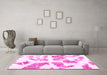 Machine Washable Abstract Pink Modern Rug in a Living Room, wshabs1167pnk
