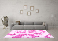 Machine Washable Abstract Pink Modern Rug, wshabs1167pnk