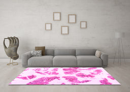 Machine Washable Abstract Pink Modern Rug in a Living Room, wshabs1167pnk