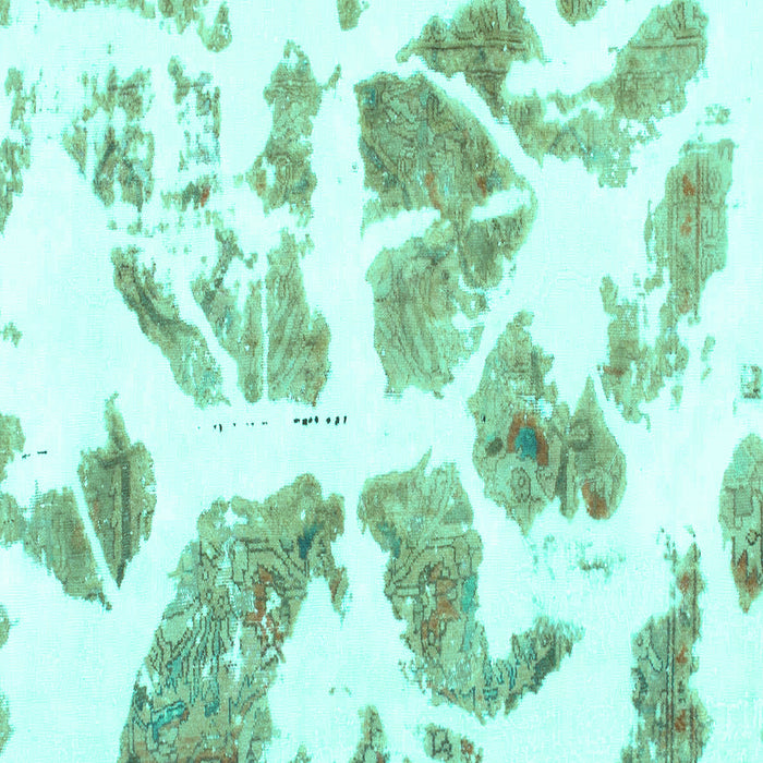 Square Abstract Turquoise Modern Rug, abs1167turq