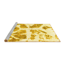 Sideview of Machine Washable Abstract Yellow Modern Rug, wshabs1167yw