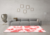 Machine Washable Abstract Red Modern Rug, wshabs1167red