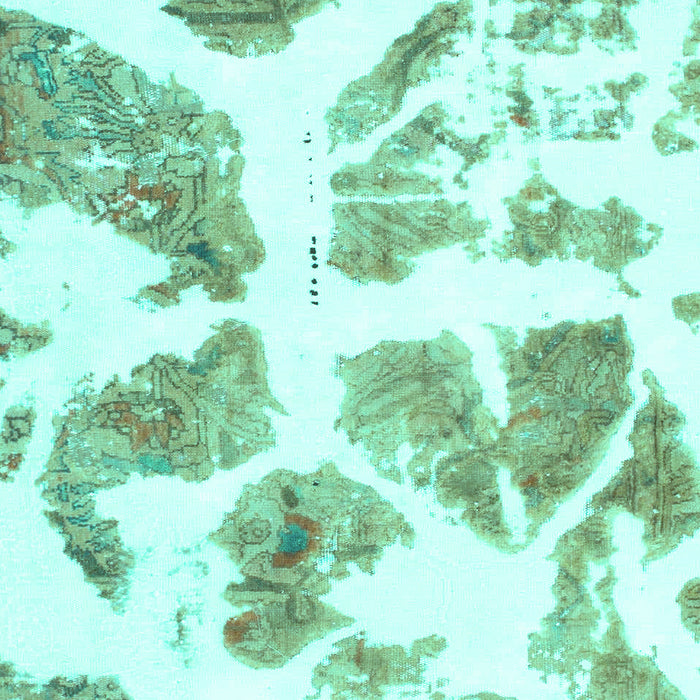 Machine Washable Abstract Turquoise Modern Area Rugs, wshabs1167turq