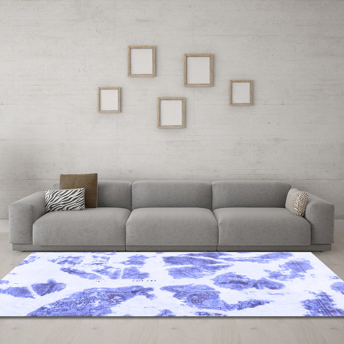 Machine Washable Abstract Blue Modern Rug in a Living Room, wshabs1167blu