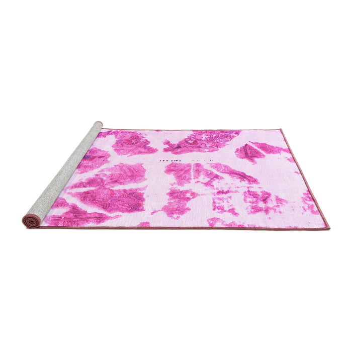 Sideview of Machine Washable Abstract Pink Modern Rug, wshabs1167pnk