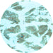 Round Machine Washable Abstract Light Blue Modern Rug, wshabs1167lblu