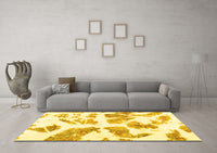 Machine Washable Abstract Yellow Modern Rug, wshabs1167yw