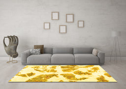 Machine Washable Abstract Yellow Modern Rug in a Living Room, wshabs1167yw