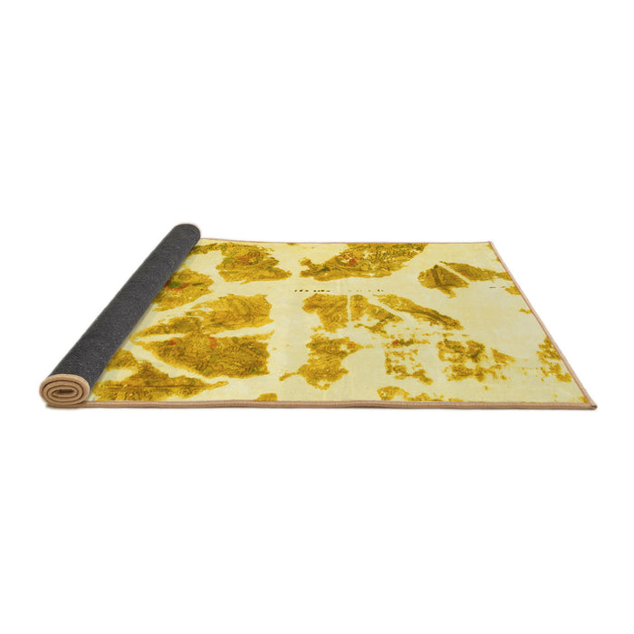 Sideview of Abstract Yellow Modern Rug, abs1167yw