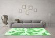 Machine Washable Abstract Emerald Green Modern Area Rugs in a Living Room,, wshabs1167emgrn