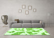 Machine Washable Abstract Green Modern Area Rugs in a Living Room,, wshabs1167grn