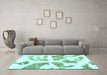 Machine Washable Abstract Turquoise Modern Area Rugs in a Living Room,, wshabs1167turq