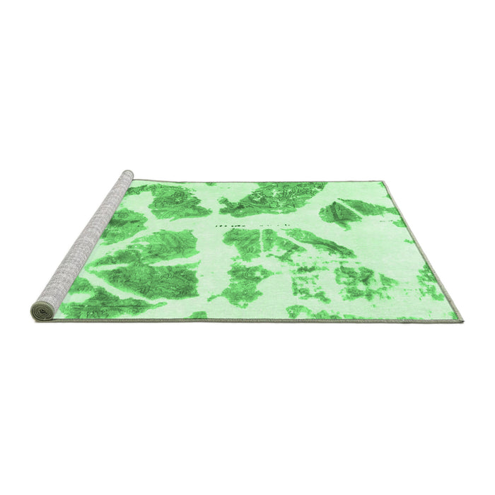 Sideview of Machine Washable Abstract Emerald Green Modern Area Rugs, wshabs1167emgrn