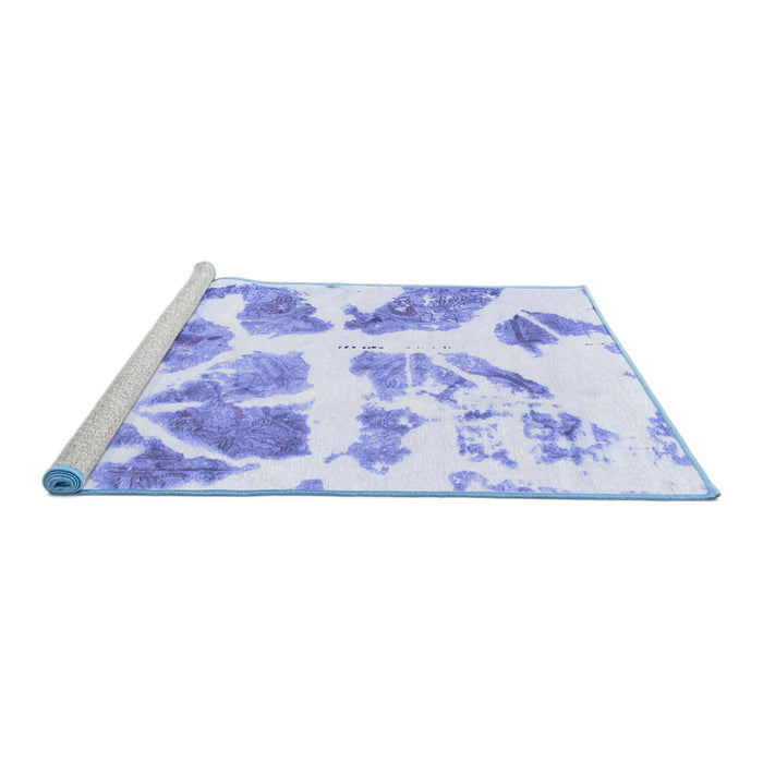 Sideview of Machine Washable Abstract Blue Modern Rug, wshabs1167blu