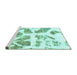 Sideview of Machine Washable Abstract Turquoise Modern Area Rugs, wshabs1167turq