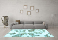 Machine Washable Abstract Light Blue Modern Rug, wshabs1167lblu