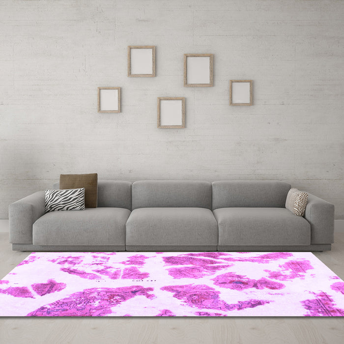 Machine Washable Abstract Purple Modern Area Rugs in a Living Room, wshabs1167pur