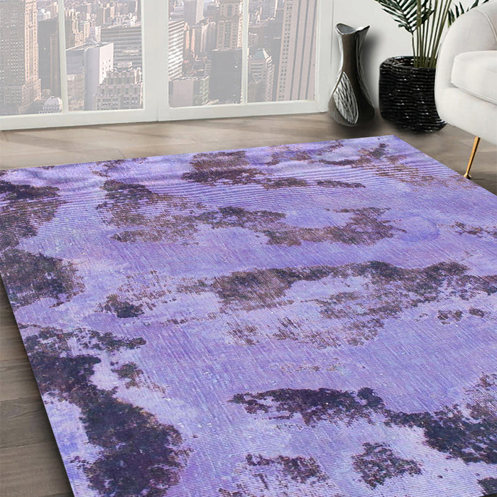 Machine Washable Abstract Bright Lilac Purple Rug in a Family Room, wshabs1168