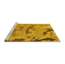 Sideview of Machine Washable Abstract Yellow Modern Rug, wshabs1168yw