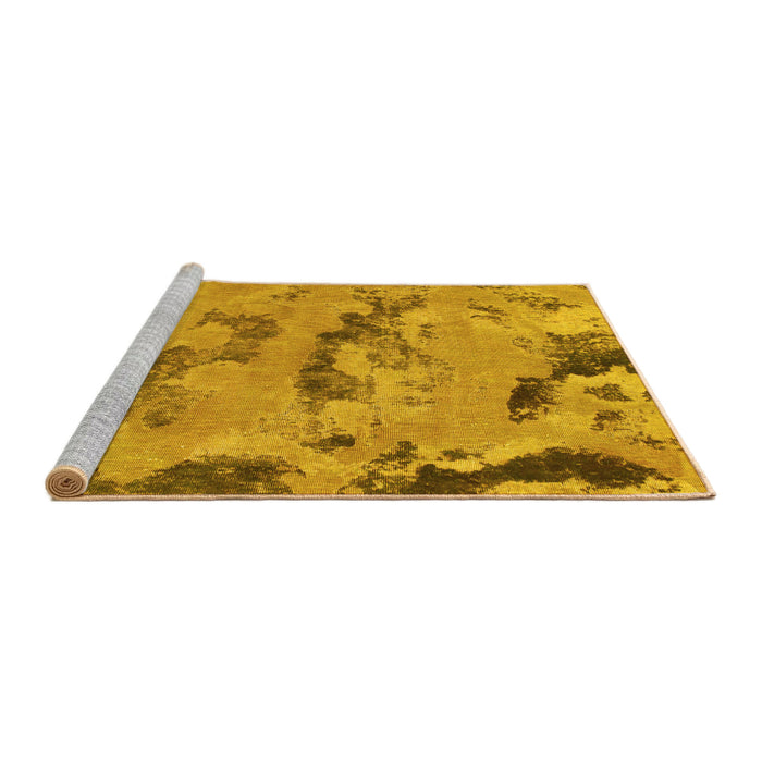 Sideview of Machine Washable Abstract Yellow Modern Rug, wshabs1168yw