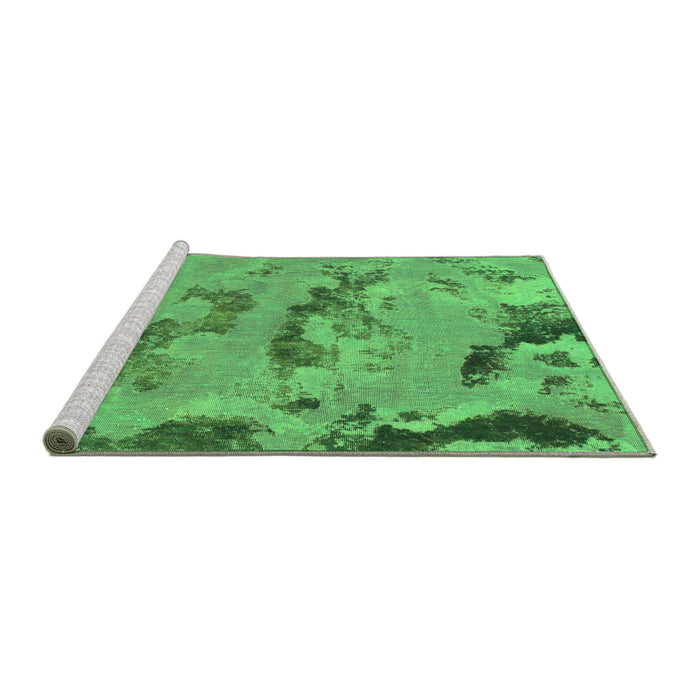 Sideview of Machine Washable Abstract Green Modern Area Rugs, wshabs1168grn