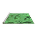 Sideview of Machine Washable Abstract Green Modern Area Rugs, wshabs1168grn