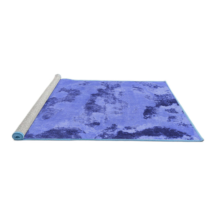 Sideview of Machine Washable Abstract Blue Modern Rug, wshabs1168blu