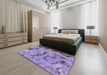 Round Abstract Bright Lilac Purple Modern Rug in a Office, abs1168