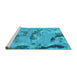 Sideview of Machine Washable Abstract Turquoise Modern Area Rugs, wshabs1168turq