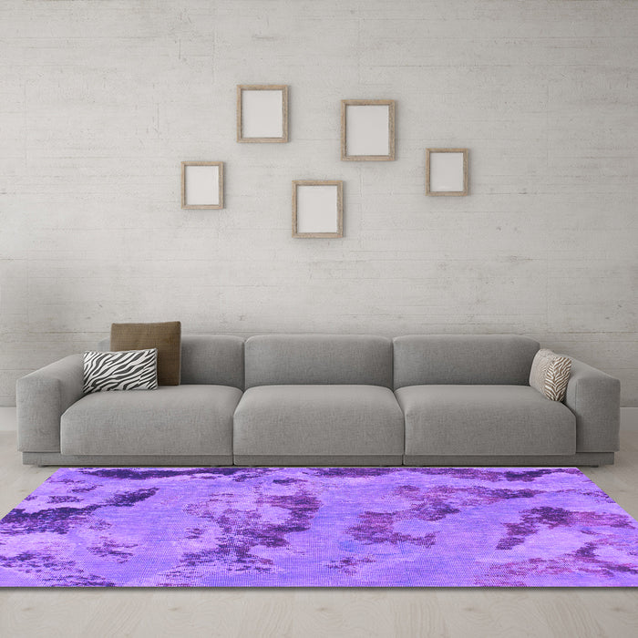 Machine Washable Abstract Purple Modern Area Rugs in a Living Room, wshabs1168pur