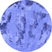 Round Abstract Blue Modern Rug, abs1168blu