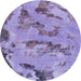 Round Machine Washable Abstract Bright Lilac Purple Rug, wshabs1168