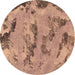 Round Abstract Brown Modern Rug, abs1168brn