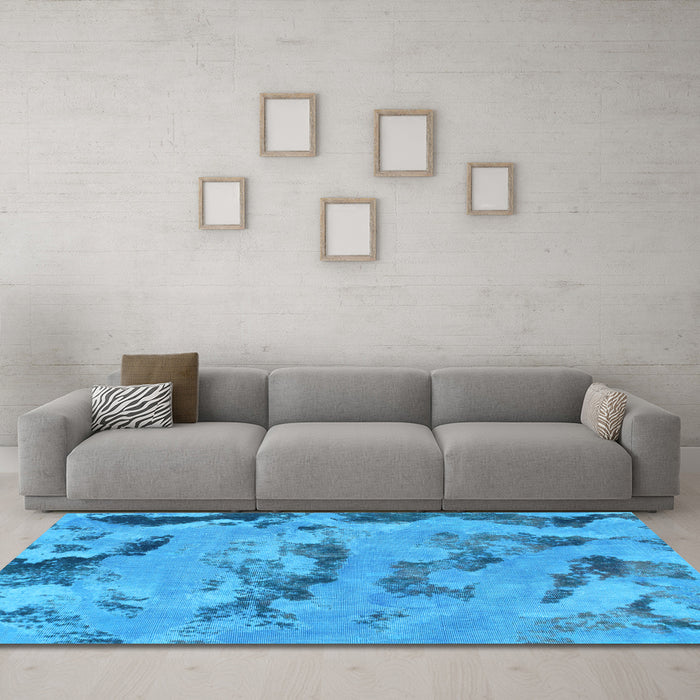 Machine Washable Abstract Light Blue Modern Rug in a Living Room, wshabs1168lblu