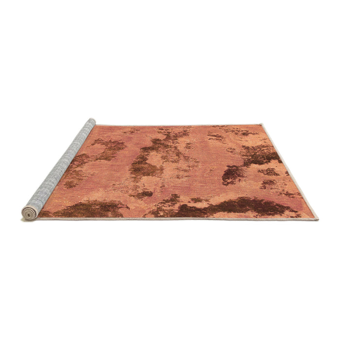 Sideview of Machine Washable Abstract Orange Modern Area Rugs, wshabs1168org