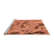 Sideview of Machine Washable Abstract Orange Modern Area Rugs, wshabs1168org