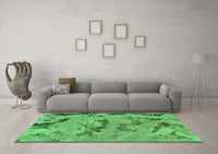 Machine Washable Abstract Green Modern Rug, wshabs1168grn