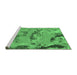 Sideview of Machine Washable Abstract Emerald Green Modern Area Rugs, wshabs1168emgrn