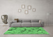 Machine Washable Abstract Emerald Green Modern Area Rugs in a Living Room,, wshabs1168emgrn