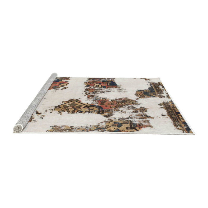 Sideview of Machine Washable Abstract Brown Rug, wshabs1169