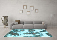 Machine Washable Abstract Light Blue Modern Rug, wshabs1169lblu