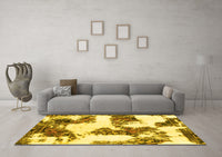 Machine Washable Abstract Yellow Modern Rug, wshabs1169yw