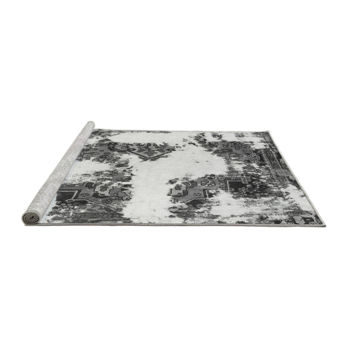 Sideview of Machine Washable Abstract Gray Modern Rug, wshabs1169gry