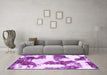 Machine Washable Abstract Purple Modern Area Rugs in a Living Room, wshabs1169pur