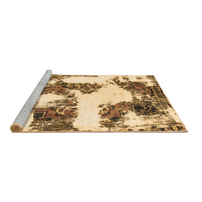 Sideview of Machine Washable Abstract Brown Modern Rug, wshabs1169brn