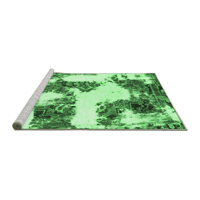 Sideview of Machine Washable Abstract Emerald Green Modern Area Rugs, wshabs1169emgrn