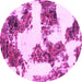 Round Machine Washable Abstract Pink Modern Rug, wshabs1169pnk