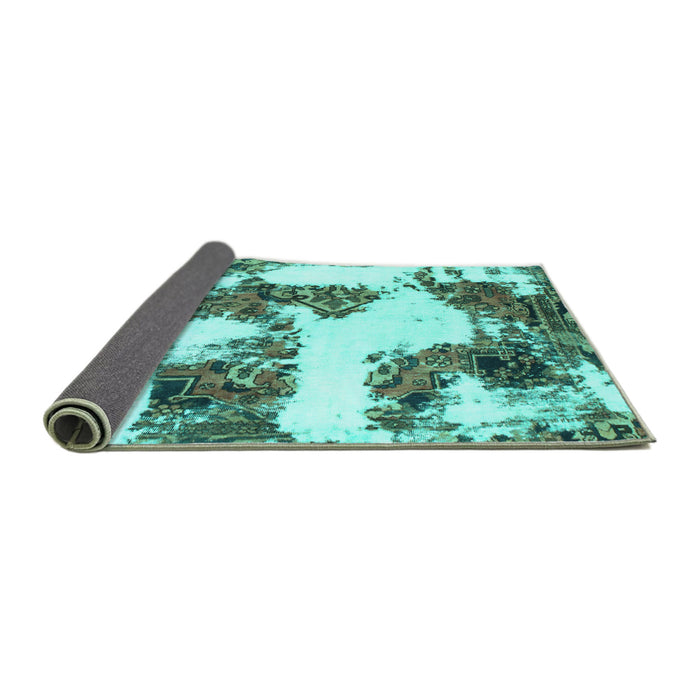 Sideview of Abstract Turquoise Modern Rug, abs1169turq