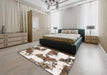 Machine Washable Abstract Brown Rug in a Bedroom, wshabs1169