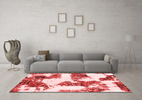 Machine Washable Abstract Red Modern Rug, wshabs1169red